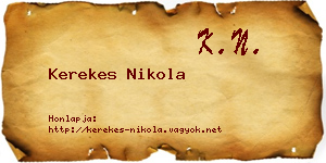 Kerekes Nikola névjegykártya